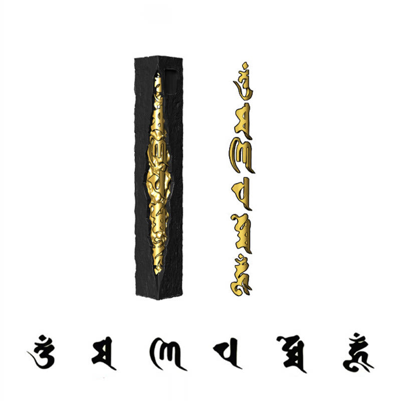 Buddha Stones Halskette mit Anhänger aus 999er Sterlingsilber und 999er Gold mit der Aufschrift „Om Mani Padme Hum“ (Weisheit). - image 13