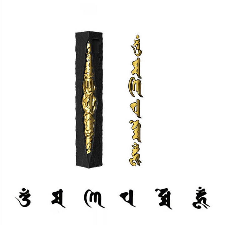 Buddha Stones Halskette mit Anhänger aus 999er Sterlingsilber und 999er Gold mit der Aufschrift „Om Mani Padme Hum“ (Weisheit). - image 13