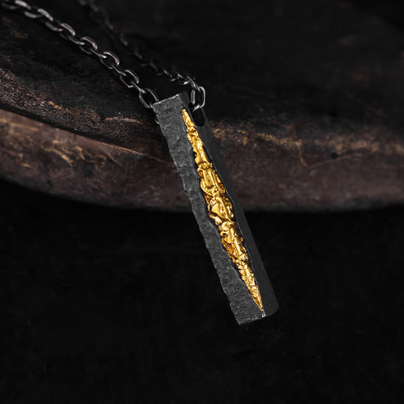 Buddha Stones Halskette mit Anhänger aus 999er Sterlingsilber und 999er Gold mit der Aufschrift „Om Mani Padme Hum“ (Weisheit). - image 2