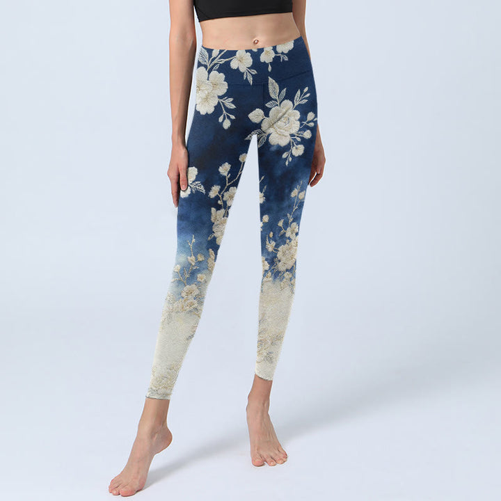 Buddha Stones Elegante Leggings mit raffiniertem Blumenmuster – die perfekte Sport- und Yogahose für Damen - image 5
