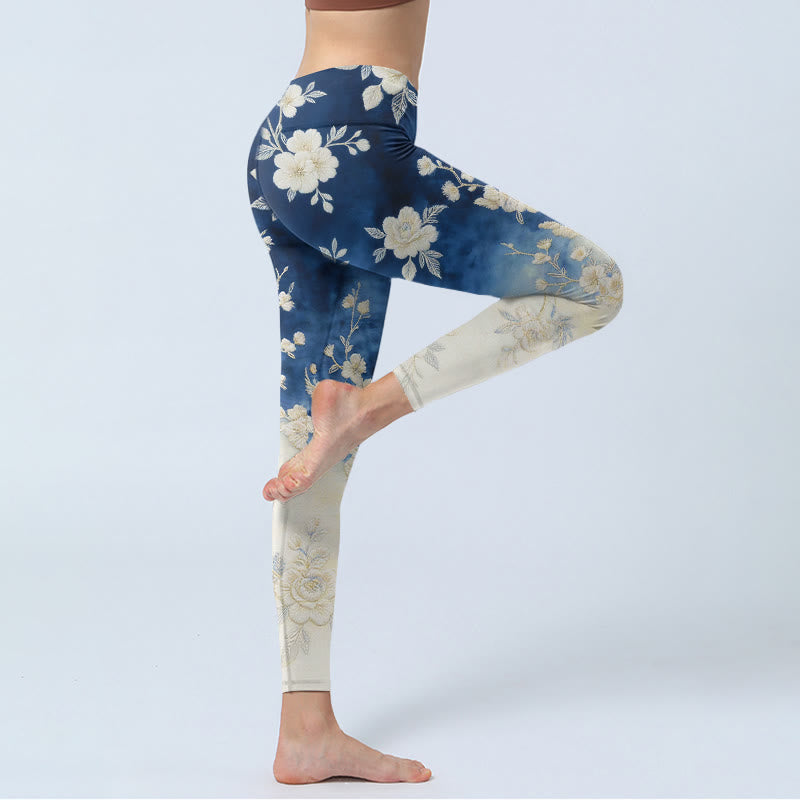 Buddha Stones Elegante Leggings mit raffiniertem Blumenmuster – die perfekte Sport- und Yogahose für Damen - image 3