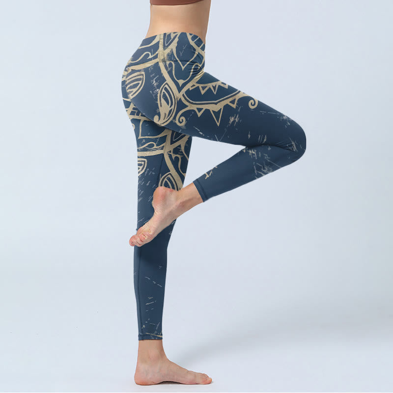 Buddha Stones Leggings mit Retro-Mandala-Muster, Damen-Yogahose - image 3