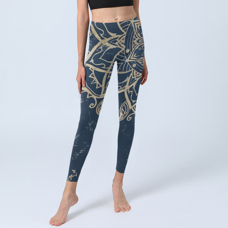 Buddha Stones Leggings mit Retro-Mandala-Muster, Damen-Yogahose - image 5
