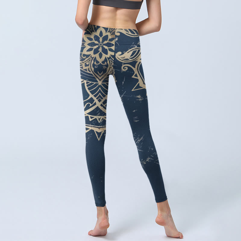 Buddha Stones Leggings mit Retro-Mandala-Muster, Damen-Yogahose - image 6