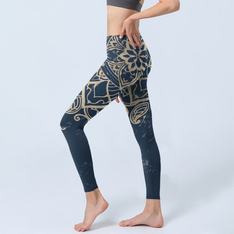 Buddha Stones Leggings mit Retro-Mandala-Muster, Damen-Yogahose - image 2