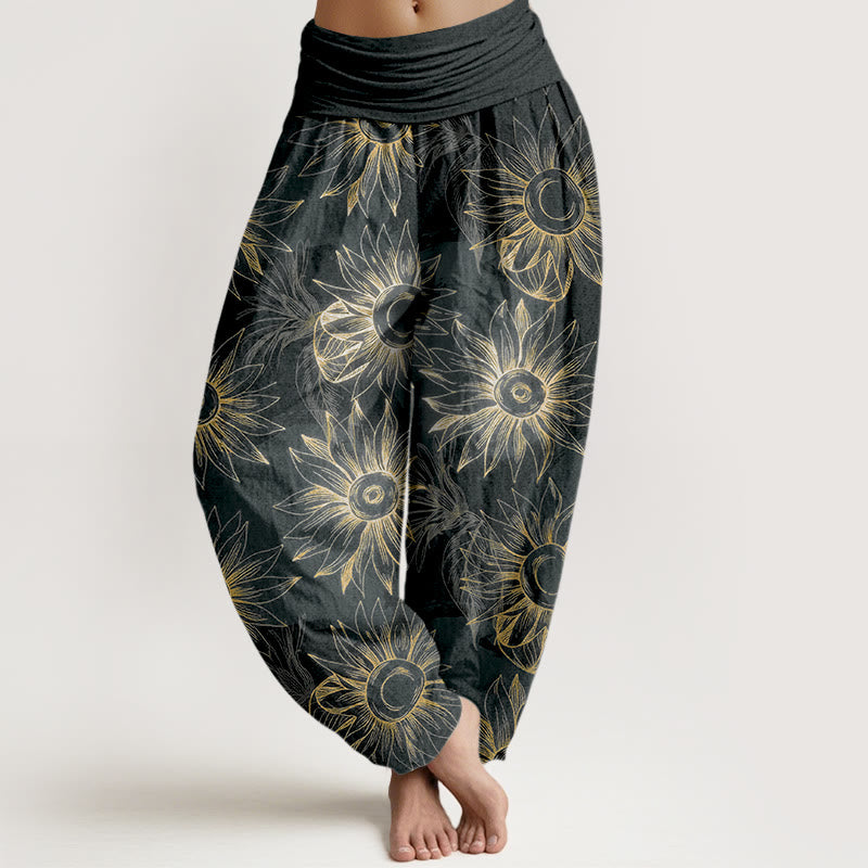 Buddha Stones Baumwoll-Haremshose mit Retro-Blumenmuster und elastischem Bund für Damen - Schwarz - US16, UK/AU20, EU48 (3XL) - image 5