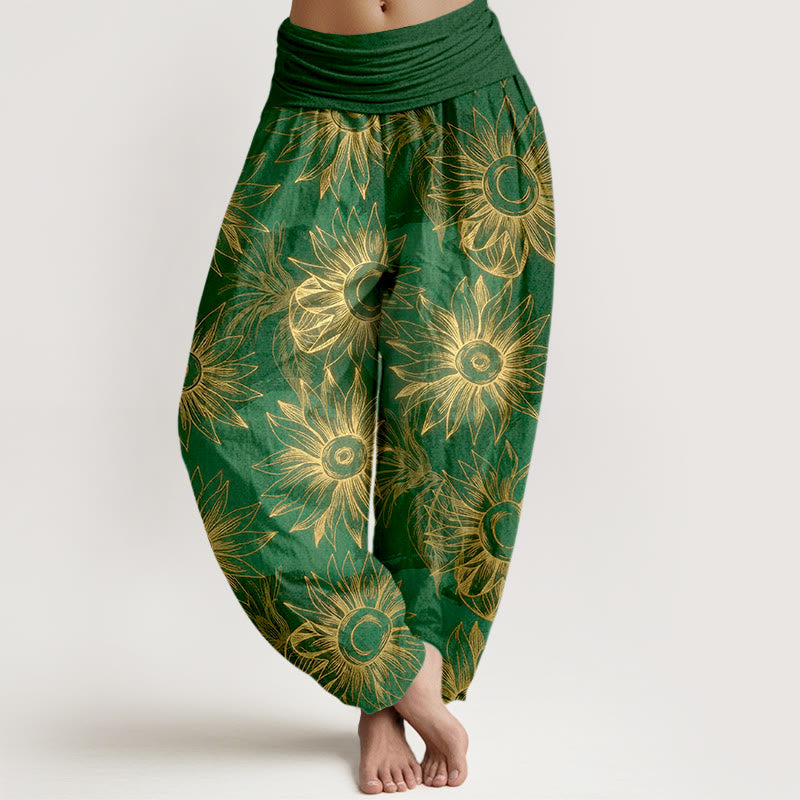 Buddha Stones Baumwoll-Haremshose mit Retro-Blumenmuster und elastischem Bund für Damen - Grün - US16, UK/AU20, EU48 (3XL) - image 8