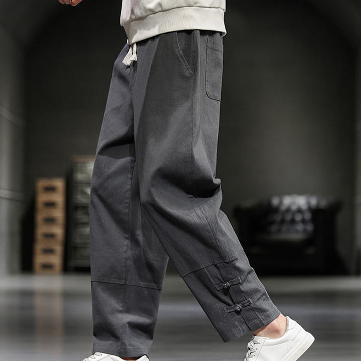 Buddha Stones Herren-Baumwollhose mit Kordelzug, elastischem Bund, Froschknopfverschluss, Knöchellänge und Taschen - image 13