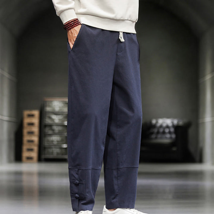 Buddha Stones Herren-Baumwollhose mit Kordelzug, elastischem Bund, Froschknopfverschluss, Knöchellänge und Taschen - image 31