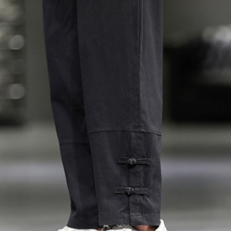 Buddha Stones Herren-Baumwollhose mit Kordelzug, elastischem Bund, Froschknopfverschluss, Knöchellänge und Taschen - image 27