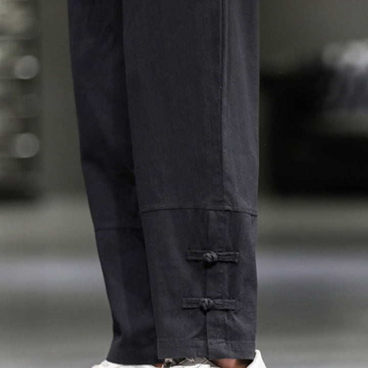 Buddha Stones Herren-Baumwollhose mit Kordelzug, elastischem Bund, Froschknopfverschluss, Knöchellänge und Taschen - image 27