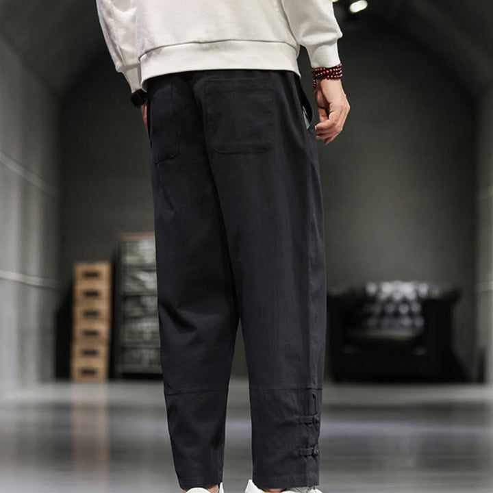 Buddha Stones Herren-Baumwollhose mit Kordelzug, elastischem Bund, Froschknopfverschluss, Knöchellänge und Taschen - image 24