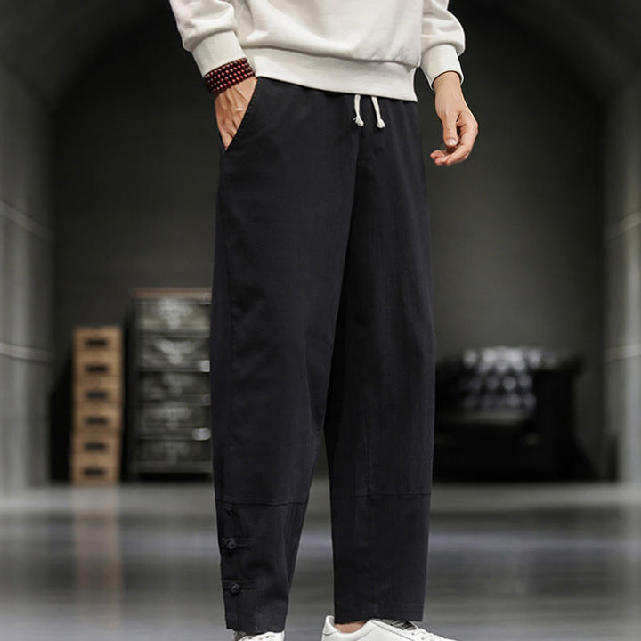 Buddha Stones Herren-Baumwollhose mit Kordelzug, elastischem Bund, Froschknopfverschluss, Knöchellänge und Taschen - image 18