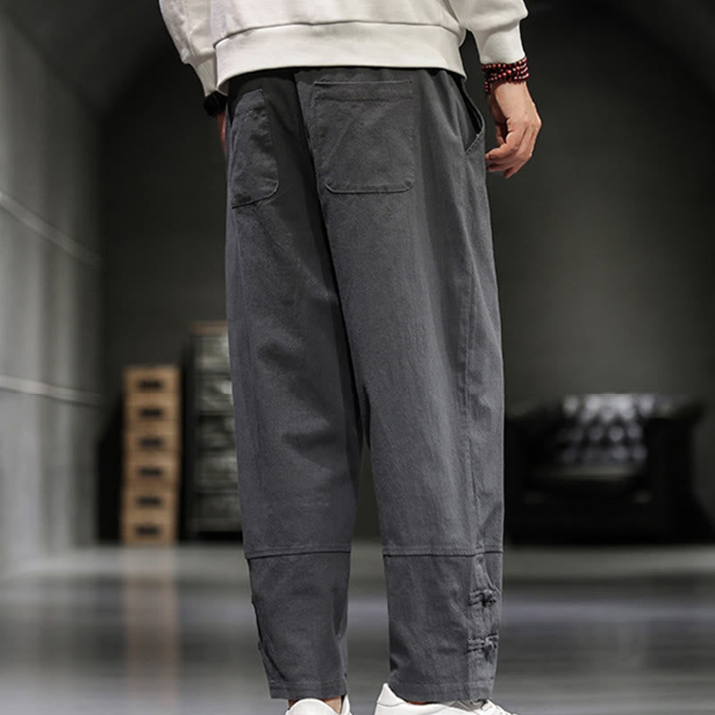 Buddha Stones Herren-Baumwollhose mit Kordelzug, elastischem Bund, Froschknopfverschluss, Knöchellänge und Taschen - image 16