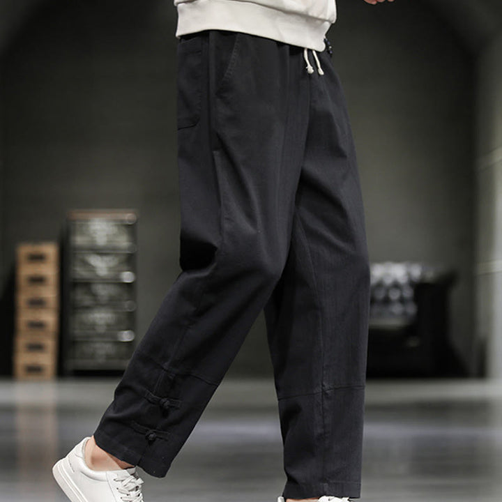 Buddha Stones Herren-Baumwollhose mit Kordelzug, elastischem Bund, Froschknopfverschluss, Knöchellänge und Taschen - image 19