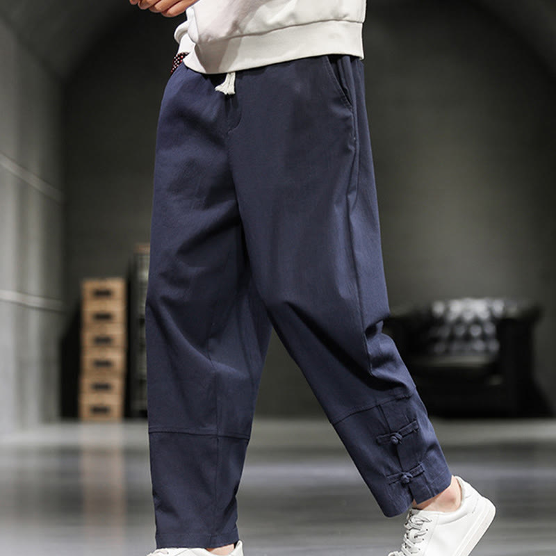 Buddha Stones Herren-Baumwollhose mit Kordelzug, elastischem Bund, Froschknopfverschluss, Knöchellänge und Taschen - image 32