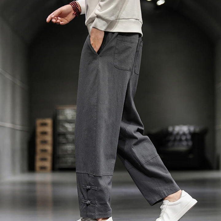 Buddha Stones Herren-Baumwollhose mit Kordelzug, elastischem Bund, Froschknopfverschluss, Knöchellänge und Taschen - image 14