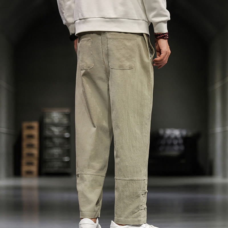 Buddha Stones Herren-Baumwollhose mit Kordelzug, elastischem Bund, Froschknopfverschluss, Knöchellänge und Taschen - image 8