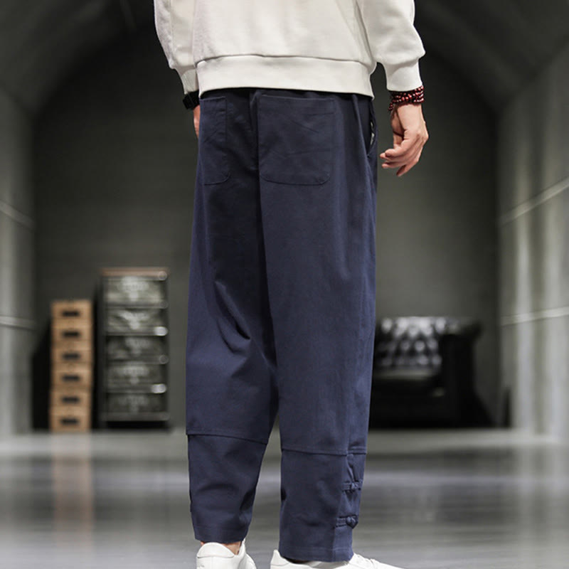 Buddha Stones Herren-Baumwollhose mit Kordelzug, elastischem Bund, Froschknopfverschluss, Knöchellänge und Taschen - image 36