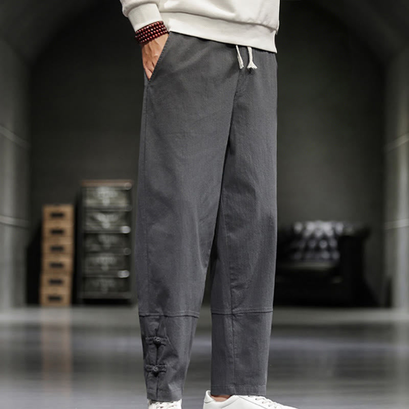 Buddha Stones Herren-Baumwollhose mit Kordelzug, elastischem Bund, Froschknopfverschluss, Knöchellänge und Taschen - image 11