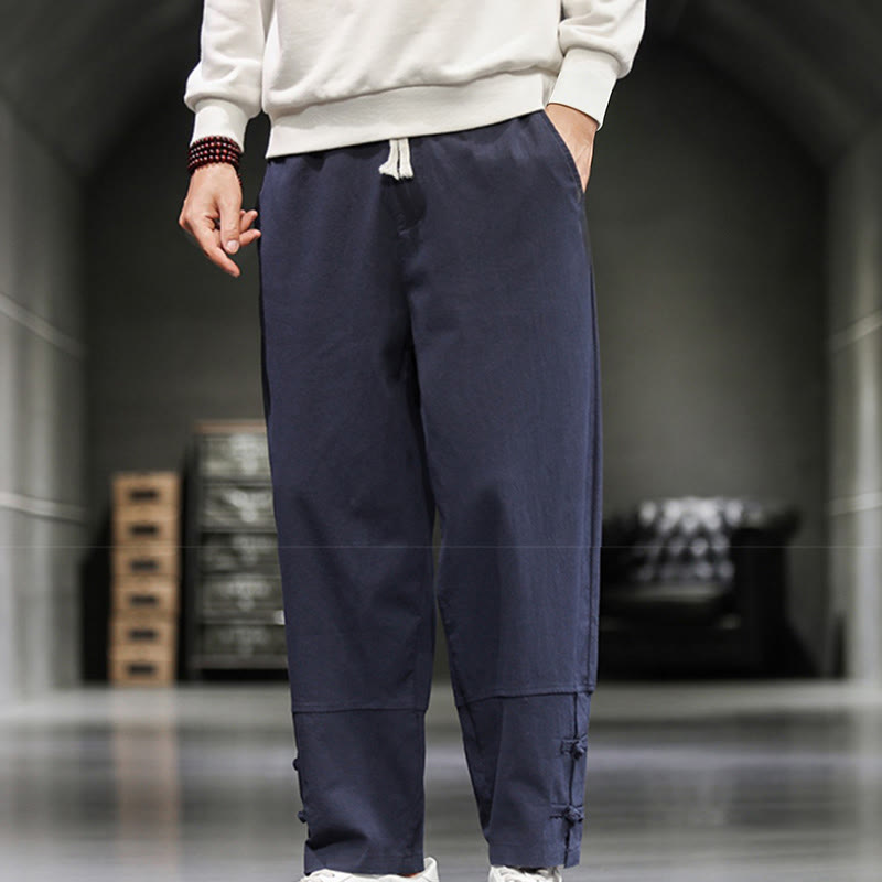 Buddha Stones Herren-Baumwollhose mit Kordelzug, elastischem Bund, Froschknopfverschluss, Knöchellänge und Taschen - image 30