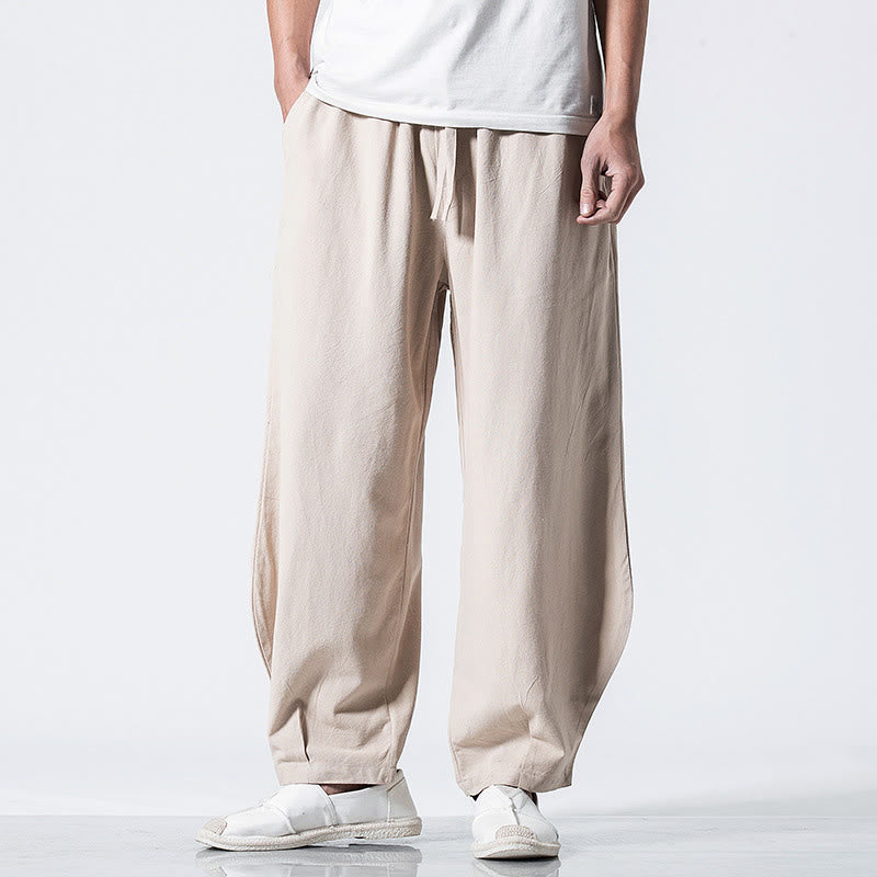 Buddha Stones Herren-Baumwollhose mit Kordelzug, elastischem Bund und Taschen, knöchellang - image 19