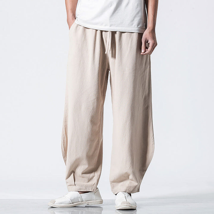 Buddha Stones Herren-Baumwollhose mit Kordelzug, elastischem Bund und Taschen, knöchellang - image 19