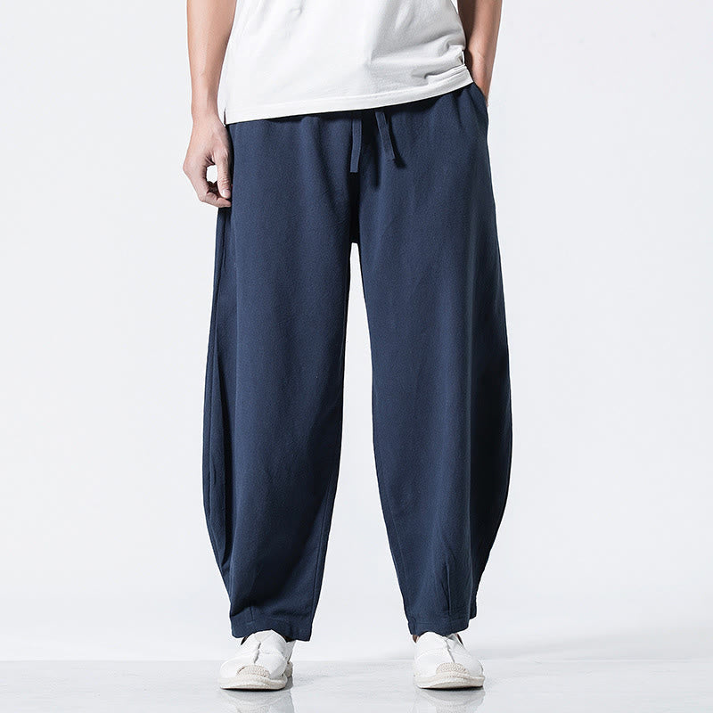 Buddha Stones Herren-Baumwollhose mit Kordelzug, elastischem Bund und Taschen, knöchellang - image 24