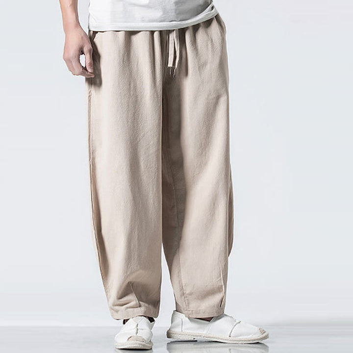 Buddha Stones Herren-Baumwollhose mit Kordelzug, elastischem Bund und Taschen, knöchellang - image 20