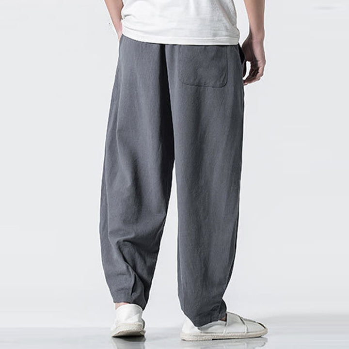 Buddha Stones Herren-Baumwollhose mit Kordelzug, elastischem Bund und Taschen, knöchellang - image 7