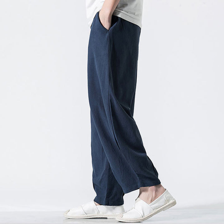 Buddha Stones Herren-Baumwollhose mit Kordelzug, elastischem Bund und Taschen, knöchellang - image 27