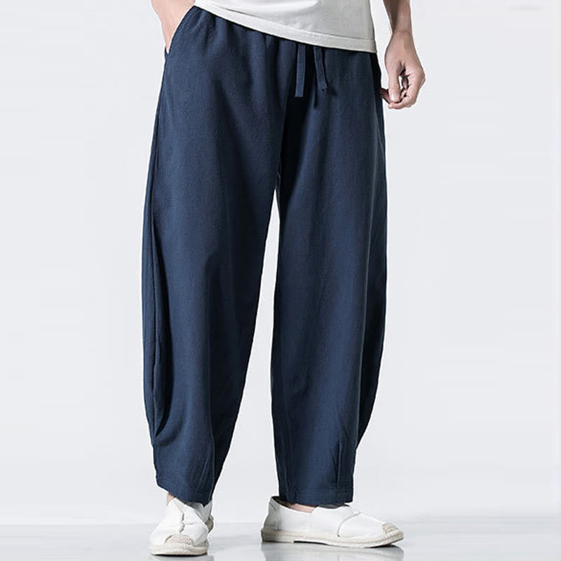 Buddha Stones Herren-Baumwollhose mit Kordelzug, elastischem Bund und Taschen, knöchellang - image 25