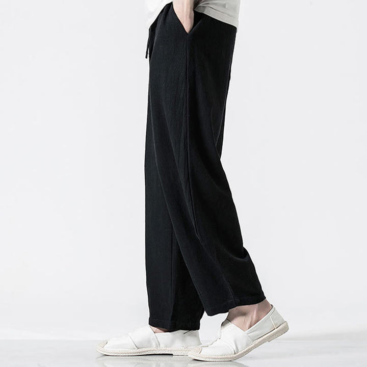 Buddha Stones Herren-Baumwollhose mit Kordelzug, elastischem Bund und Taschen, knöchellang - image 16