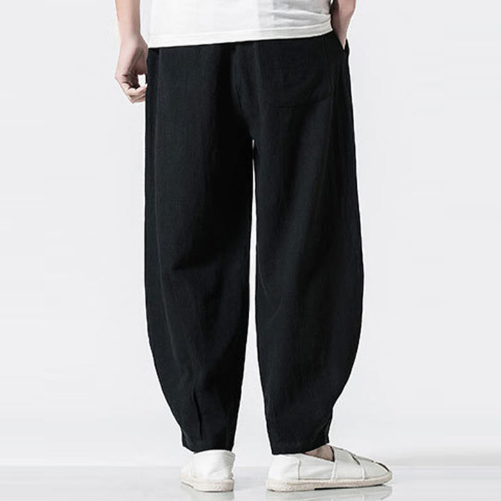 Buddha Stones Herren-Baumwollhose mit Kordelzug, elastischem Bund und Taschen, knöchellang - image 17