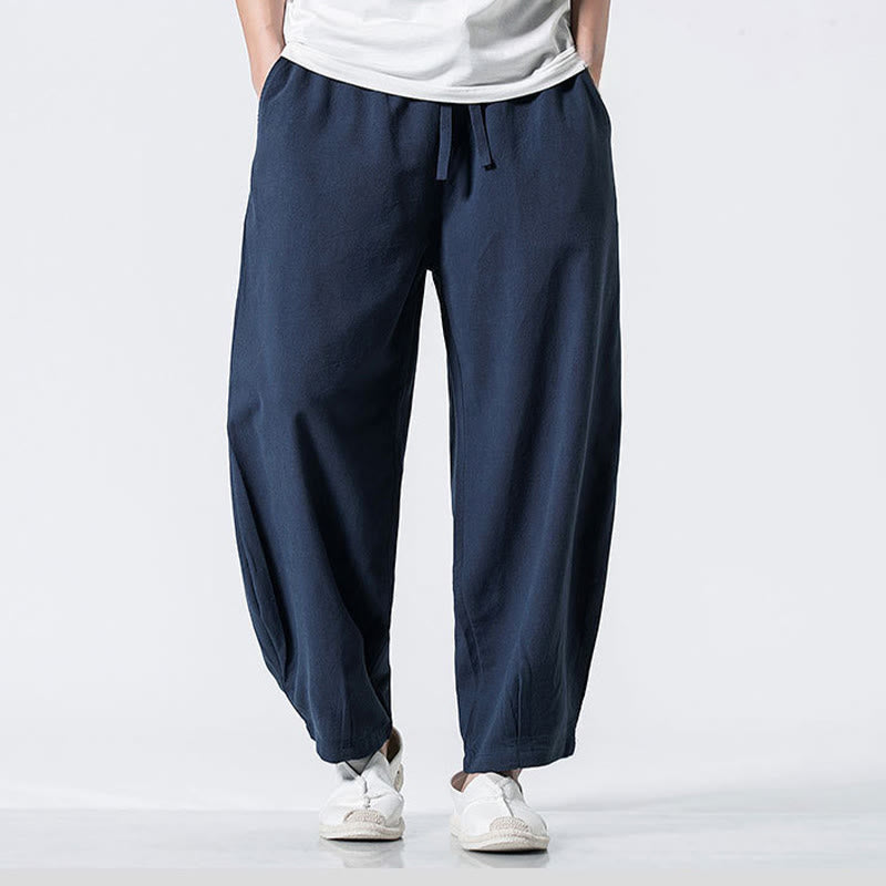 Buddha Stones Herren-Baumwollhose mit Kordelzug, elastischem Bund und Taschen, knöchellang - Dunkelblau - US/ UK/AU46, EU56 (5XL) - image 23