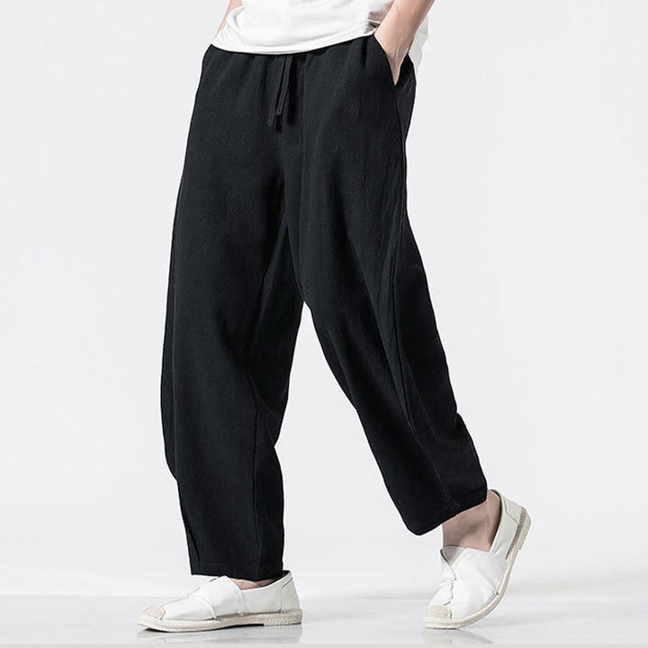 Buddha Stones Herren-Baumwollhose mit Kordelzug, elastischem Bund und Taschen, knöchellang - image 15