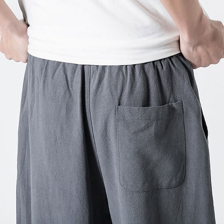 Buddha Stones Herren-Baumwollhose mit Kordelzug, elastischem Bund und Taschen, knöchellang - image 11