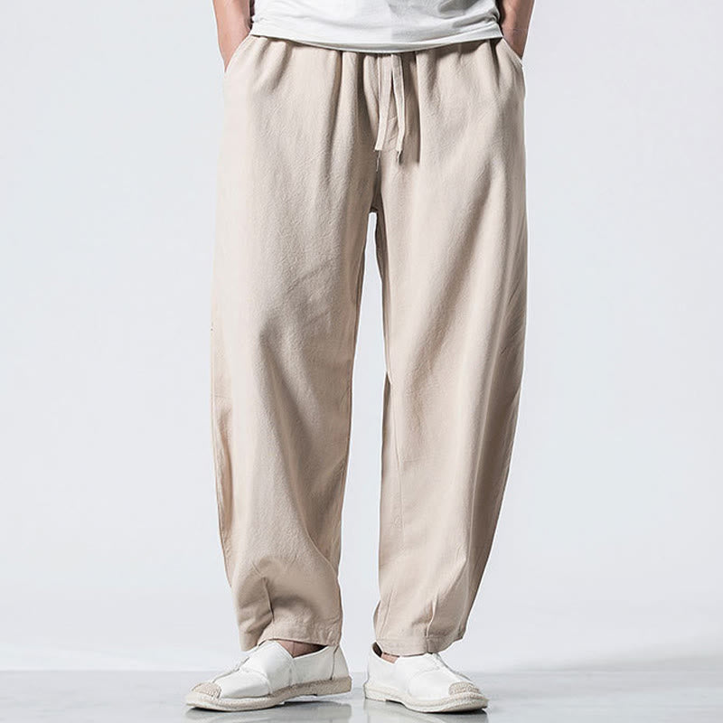 Buddha Stones Herren-Baumwollhose mit Kordelzug, elastischem Bund und Taschen, knöchellang - Antikweiß - US/ UK/AU46, EU56 (5XL) - image 18