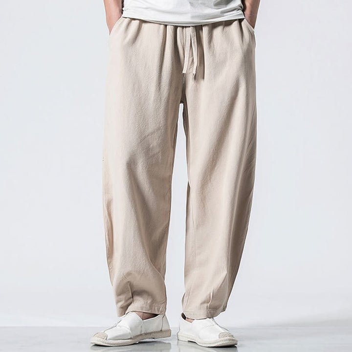 Buddha Stones Herren-Baumwollhose mit Kordelzug, elastischem Bund und Taschen, knöchellang - Antikweiß - US/ UK/AU46, EU56 (5XL) - image 18