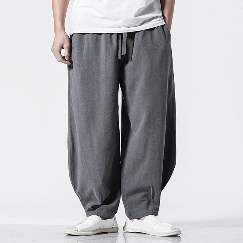 Buddha Stones Herren-Baumwollhose mit Kordelzug, elastischem Bund und Taschen, knöchellang - image 2