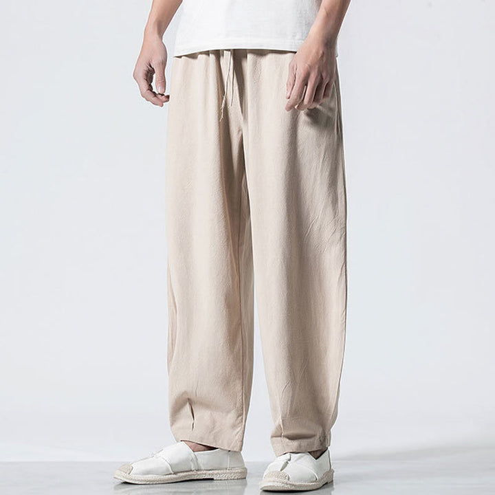 Buddha Stones Herren-Baumwollhose mit Kordelzug, elastischem Bund und Taschen, knöchellang - image 21