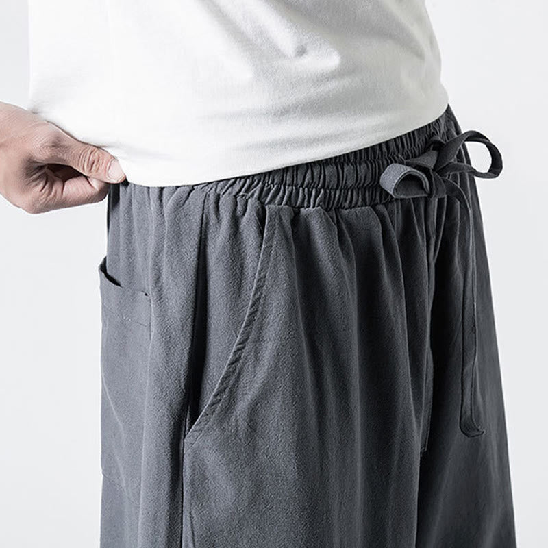 Buddha Stones Herren-Baumwollhose mit Kordelzug, elastischem Bund und Taschen, knöchellang - image 9