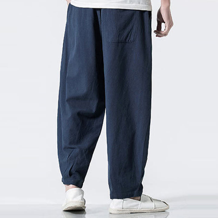 Buddha Stones Herren-Baumwollhose mit Kordelzug, elastischem Bund und Taschen, knöchellang - image 28