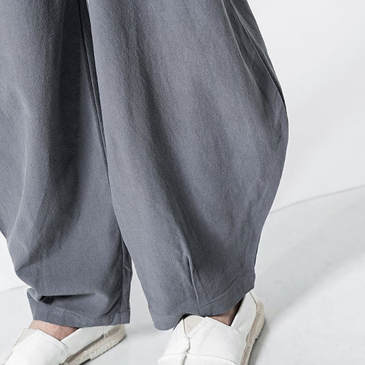 Buddha Stones Herren-Baumwollhose mit Kordelzug, elastischem Bund und Taschen, knöchellang - image 10