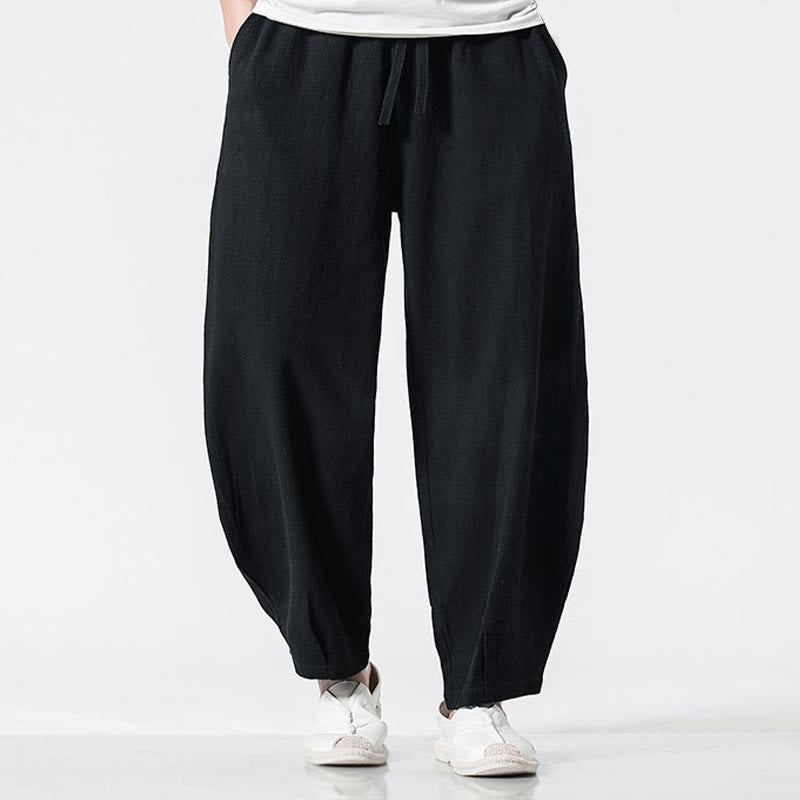 Buddha Stones Herren-Baumwollhose mit Kordelzug, elastischem Bund und Taschen, knöchellang - Schwarz - US/ UK/AU46, EU56 (5XL) - image 12