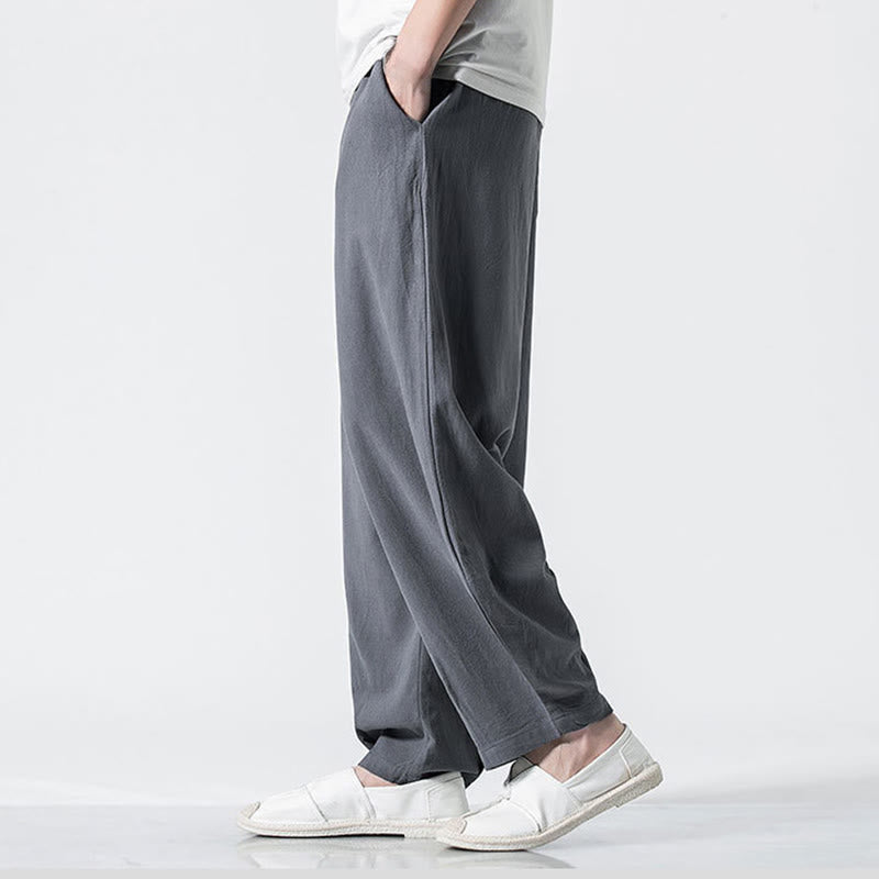 Buddha Stones Herren-Baumwollhose mit Kordelzug, elastischem Bund und Taschen, knöchellang - image 6