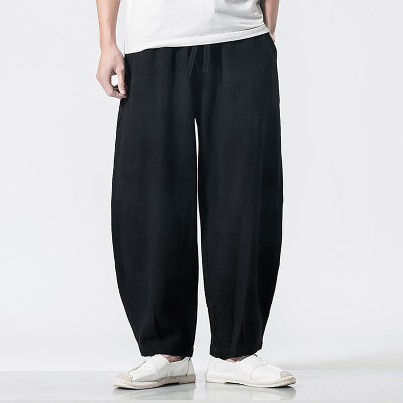Buddha Stones Herren-Baumwollhose mit Kordelzug, elastischem Bund und Taschen, knöchellang - image 14
