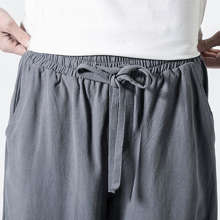 Buddha Stones Herren-Baumwollhose mit Kordelzug, elastischem Bund und Taschen, knöchellang - image 8