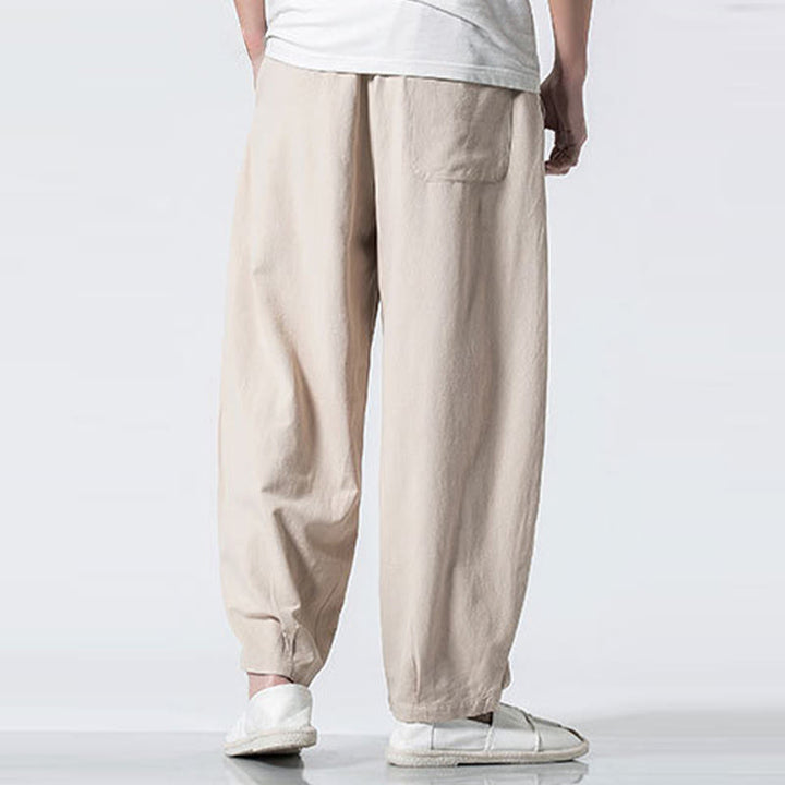 Buddha Stones Herren-Baumwollhose mit Kordelzug, elastischem Bund und Taschen, knöchellang - image 22