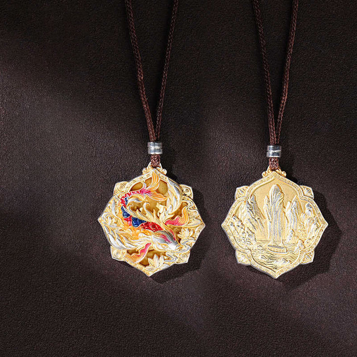 Buddha Stones Halskettenanhänger aus 999er Sterlingsilber mit farbenfrohem Koi-Fischmotiv – ein Glücksbringer - image 3